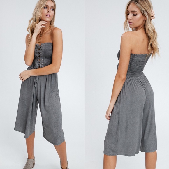 LAST - RUTHIE Wide leg Jumpsuit - CHARCOAL - Picture 2 of 3
